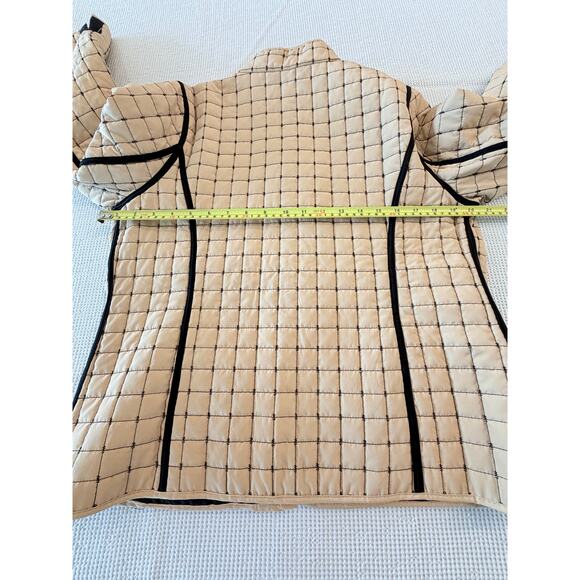 Napa Valley quilted full zip tan jacket with black trim Petite Med. - Picture 9 of 11